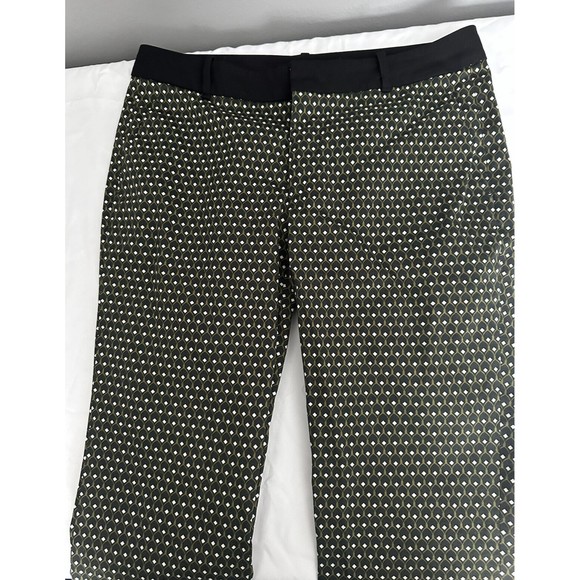 Zara Womens Trousers Sz M Straight Leg Black Green Abstract Print Pants 31X28 - Picture 3 of 6